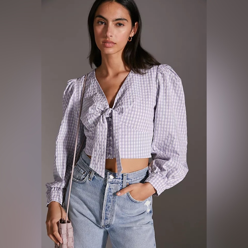 Maeve Cropped Gingham Blouse